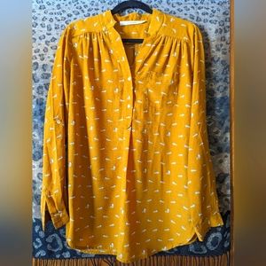 Modcloth Mustard Yellow Raccoon Blouse Medium